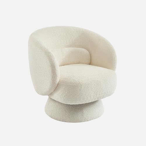 Alice's Garden sweeek-Sillón Giratorio 360° en Tela Texturizada con cojín Crema - 76x76x76.5 cm