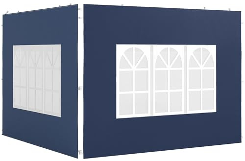 Outsunny 2er Set Seitenwände für Pavillon 3x3 3x6 Wasserdicht Seitenteile mit Fenster Winterfest Seitenwände für Pavillon Partyzelt Gartenzelt, Blau