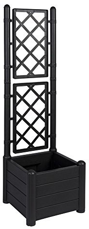 Kreher Rankgitter, Spalier mit Pflanzkasten aus robustem Kunststoff in Anthrazit/Grau. Maße BxTxH in cm: 43 x 43 x 142 cm. Topp für Garten, Terrasse und Balkon!