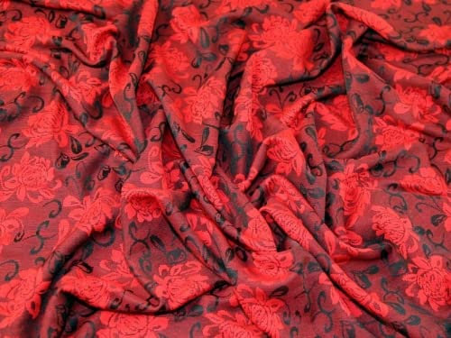 Minerva Crafts Dynasty Rose Ponte Roma Stretch-Jersey-Kleiderstoff, rot, Meterware