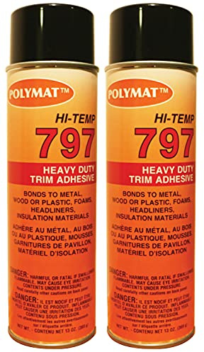 2 Polymat 797 Hi Temp Spray Glue Bond Auto Vinyl, headliners, Hood Silencer Pads