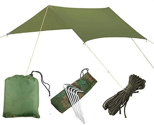 Doofang Camping Hammock Plane, Zeltplane, Tent Tarp, Train Trap, 3m x 3m, Wasserdicht Ultra-Leicht Sonnenschutz UV Schutz Regenschutz Camping Backpacking