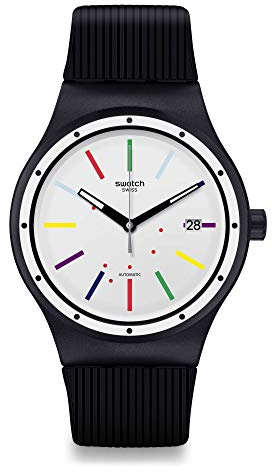 Swatch herr analog schweizisk kvarts klocka med silikonarmband SUTB408, svart, Rem