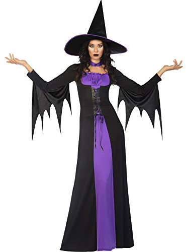 amscan 9908291 Adult Ladies Classic Purple Witch Fancy Dress Halloween Costume & Hat Book Week Outfit (UK Dress Size 8-10)