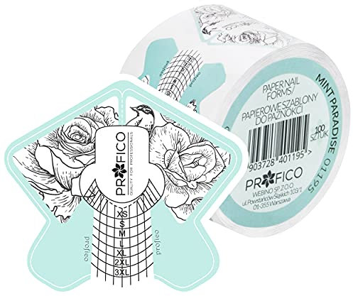 PROFICO Nagelschablonen Modellier-Schablone selbstklebend Nagelschablonen Nagelverlängerung Modellier-Schablone Selbstklebend 100 Stück Mint Paradise Papier