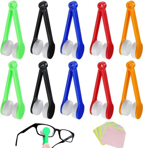 cersaty® 20 mini detergenti per occhiali portatili, in microfibra, con 10 panni per la pulizia degli occhiali in seta per occhiali Sunglasses