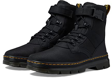 Dr. Martens Combs Tech II - Unisex Boots - Leather and Synthetic Upper - Round-Toe Silhouette - Buckle Closure Black UK 6 (US Men's 7, US Women's 8) Medium