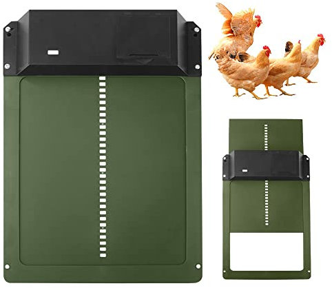 Gobesty Hühnerklappe Automatisch Mit Lichtsensor, Türöffner Hühnerstall, Automatische Hühnertür, Elektrische Hühnerklappe Batterie Chicken Coop Für Sichere Hühneraufzucht, Grün