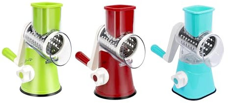 TEMPO DI SALDI Grattugia Rotante Multifunzione con 3 Cilindri Intercambiabili in Acciaio Inox