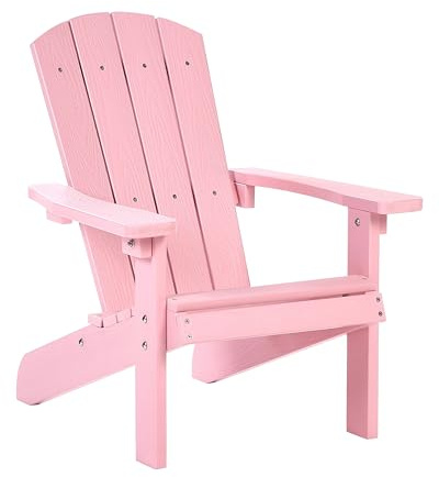 Beliani Chaise de Jardin pour Enfants en Plastique Effet Bois pour Terrasse Patio Rose Clair Adirondack