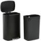 50 L Garbage Can Kitchen Trash Can with Lid for Office Bedroom Bathroom Step Trash Bin Fingerprint-Proof Brushed Stainless Steel，Black
