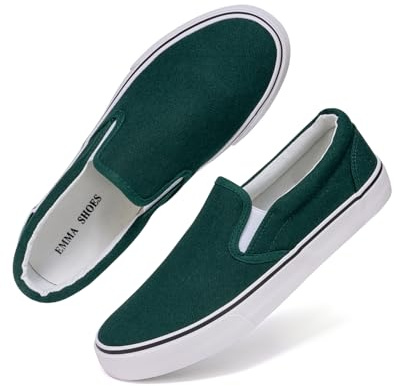 Low-Top-Slip-Ons, modische Damen-Sneaker, lässige Canvas-Sneaker für Damen, bequeme flache Schuhe, atmungsaktiv, gepolsterte Innensohle, Slip-On-Sneaker, niedrige Schlupfschuhe, Jäger, 40.5 EU