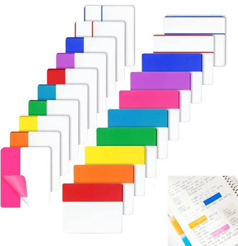 Azxndy 400Pcs Colored Self-Stick Note Pads, Page Markers Adhesive Removable See Through Sticky Notes, for Revision, Large File Label School Office Supplies (Color Bars)