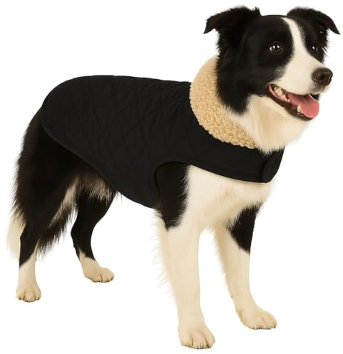 Manteau Chien – Flamingo Bonnie Noir – A:50cm B:38–40cm C:62–68cm – Polyester – déperlant – intérieur en Peluche Douce – Fermeture de Bande autoagrippante