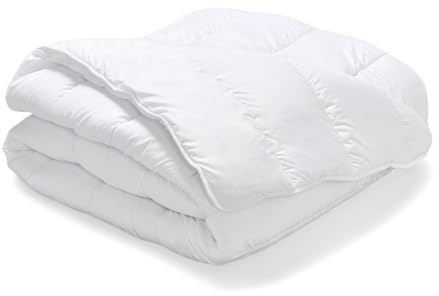 Bleu Calin Couette Tempérée Cocooning 140x200 cm pour Lit 1 Personne 90x190 cm, Édredon 350g/m², Couette Toutes Saisons en Microfibre Ultra Douce, Fabriquée en France, Certifiée Oeko-Tex, Blanc
