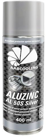 AABCOOLING Aluzinc AL 50S Argent 1x 400ml – Spray Zinc Aluminium Anti-Rouille, Protection Carrosserie, Métal, Séchage Rapide, Haute Résistance, Extérieur, Auto Moto, Anticorrosion, Réparation, K1