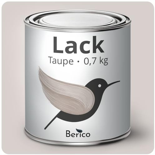 Berico Acryllack - Taupe/Greige - 0,7 Kg - 4in1 Lack Buntlack Möbelfarbe Möbellack - Für Innen und Außen - Holz, Möbel, Metall & Fliesen