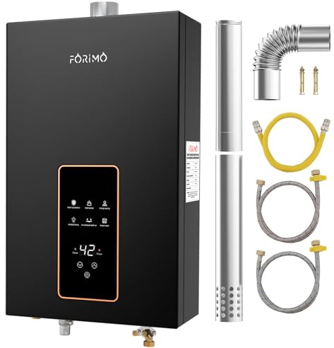 Natural Gas Tankless Water Heater, 4.74 GPM 18L Indoor,Constant propane water heater,Instant Hot Natural Gas Water Heater with Fahrenheit Digital Display,Multi-Protection