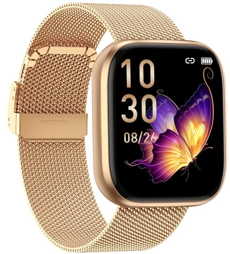 Smartwatch Damen mit Telefonfunktion 1,85 Zoll Touchscreen Fitness Tracker 120+ Sportmodi IP68 Wasserdicht Fitnessuhr mit Herzfrequenz SpO2 Schlafmonitor Schrittzähler Smart Watch für iOS Android