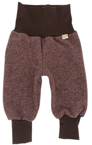 Tulipanelli Mitwachsende Babyhose aus Merino Wollfleece - Wollhose für Babys und Kleinkinder - Mitwachshose aus Merinowolle - Größen 50-74 | 68-86 | 92-104 - Einfarbig Unifarben (Braun, 50-74)