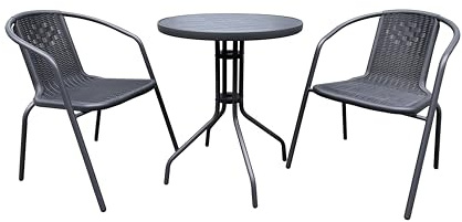 A ASPECT Eden 3 Pieces Rattan Bistro Set (Grey)
