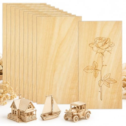 BXUUXA 20 Fogli di Tiglio 1mm, Pannelli per Artigianato, Compensato Legno per Modellismo Architettonico, Incisione Laser, Barche in Miniatura e Progetti Fai da Te - Facile da Colorare (200x100x1mm)