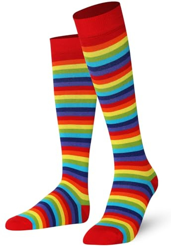 Mysocks Calzini al ginocchio per bambini, arcobaleno a righe, 31-36