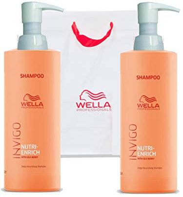 Wella Invigo Nutri-Enrich Shampoo DUO Pack 2 x 1000ml with Pumps and Gift Bag