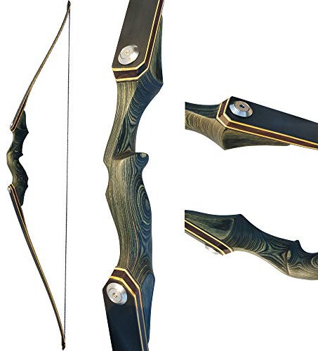 ZSHJGJR Takedown Arc Classique 60'' Arc Recourbé de Takedown tir à l'arc 30lbs 35lbs 40lbs Tir à l'arc Chasse en Bois Arc à Long Arche Adulte (Arc, 30lbs)