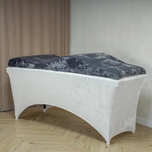 Untitled Wave Matratze (Topper) mit Memory Foam 190x70 für Kosmetikliege, Massageliege, mit Bezug aus Velours | für Wimpernverlängerungen, PMU - Grau