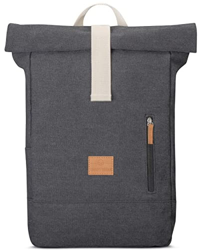 Johnny Urban Rucksack Damen & Herren Grau - Adam Medium - Rolltop Mit Laptopfach für Uni Business Schule - 15L - Baumwoll Canvas - Wasserabweisend