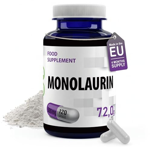 Hepatica Monolaurin | 500mg (Glycerol Monolaurat) | 120 Vegan Capsules | 4 Month Consumption | GMP & Testad av Oberoende Laboratorium