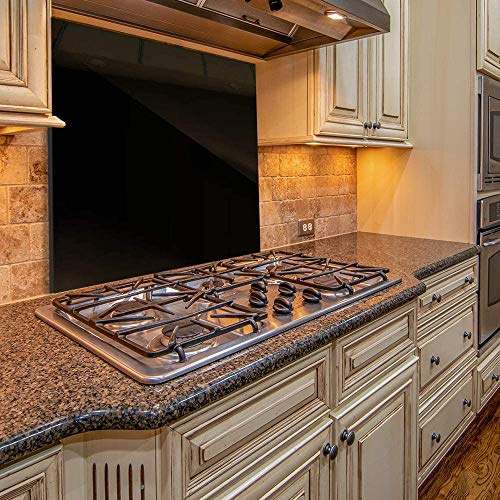 BELOFAY 6mm Tempered Glass Splashback for Kitchen, Toughened Glass Heat Resistant Splashbacks for Cookers (70x90, Black)