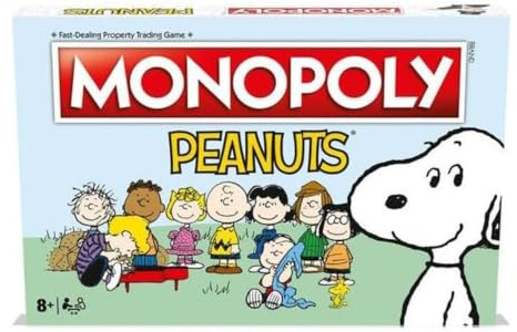 Winning Moves Peanuts Monopoly-Brettspiel, schließen Sie Sich Charlie Brown an und steigen Sie in die Eisdiele, Lucy's Football und Linus's Pumpkin Patch und tauschen Sie Ihren Weg zum Erfolg, tolles