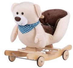 Ours en peluche - Animal à bascule pour bébé à partir de 1 an - Cheval à roulement jusqu'à 25 kg - Avec fonction balançoire et sons d'animaux