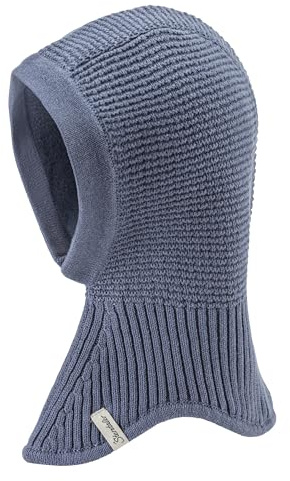 Sterntaler GOTS Schalmütze – Unisex Kindermütze aus Baumwolle (Bio) mit integriertem Schal & Baumwollfleece-Futter – Wintermütze – blau, Größe 57