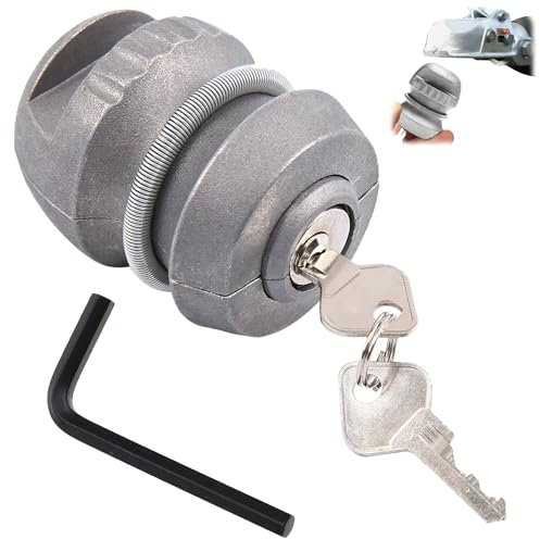 WANDGU Anhängerschloss Zinklegierung Wohnwagen Schloss: Sicherheit Hitchlock mit 2 Schlüsseln, Robuste Kugelschloss Diebstahlsicherung für gängige Anhängerkupplungen, Silber