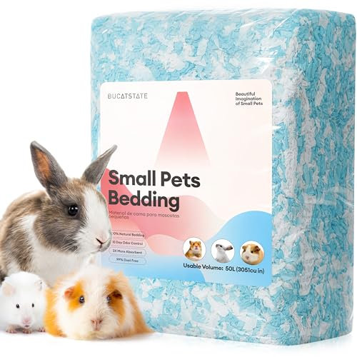 BUCATSTATE Hamster Streu 50L, Papier Einstreu für Kleintiere, Besonders Saugfähige & 99,9% Staubfrei Kleintierstreu für Meerschweinchen, Kaninchen, Haustiere, Mäuse, Rennmäuse, Nager (Blau)