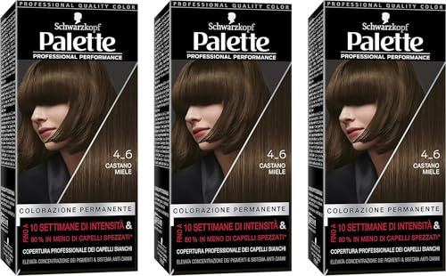 Schwarzkopf, Palette Colorazione Permanente, Tinta per Capelli, Crema Colorante Professionale, Copertura dei Capelli Bianchi, Sistema Anti-danni, Tonalità 4-6 Castano Miele