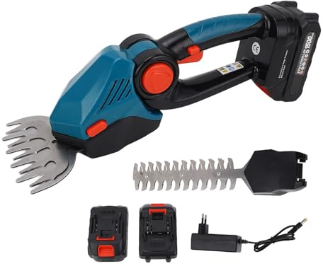 21V Sladdlös Häcksaxsats, 22000rpm Elektrisk Busksax och Grässaxsats med Justerbart Huvud, Batteridrivna Trädgårdsredskap med Säkerhetslås och Säkerhetsbrytare (EU-)