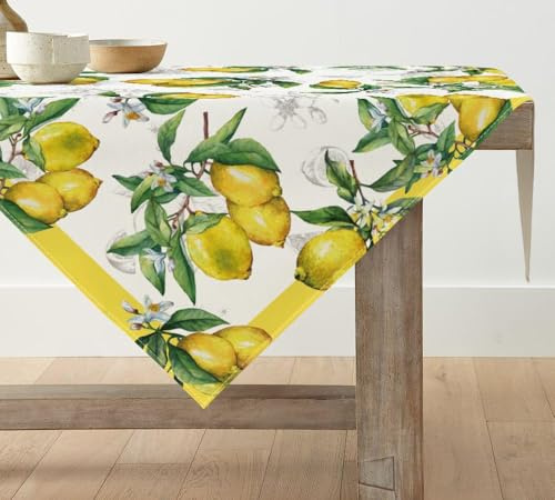 Artoid Mode Gelb Zitrone Sommer Tischwäsche, Saisonnal Küche Tisch Esstisch Dekoration Drinnen Urlaub Party Dekor 100x100 cm