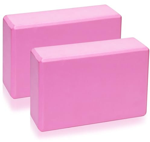 Yoga Block 2er Set, Eva Schaumstoff Yogablock, Hochdichter Yogablöcke, rutschfest Core Balance Pilates Blocks für Damen Herren Erwachsene Meditation Klötze (Rosa 23 x 8 x 15 cm)