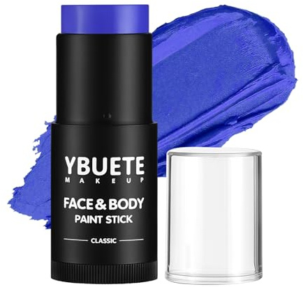 YBUETE Blue Face Body Painting Stick, Professional Full-coverage Cream Blue Face Paint for Halloween SFX Avatar Corpse Bride Cosplay Makeup, Washable Eye Body Stick for Adult Carnival & Costume Party