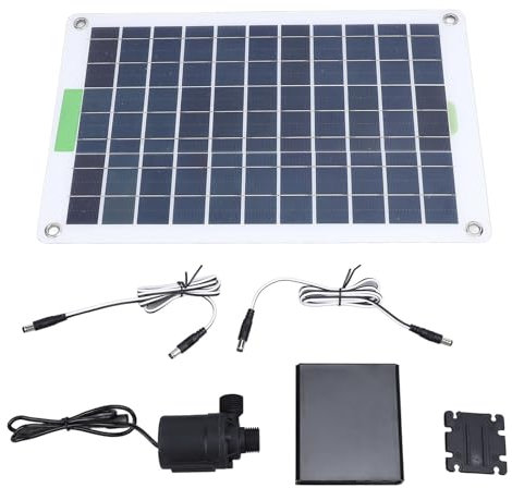 Pannello Solare da 100W Silicio Monocristallino, Kit di Pompe per Acqua Solare a Sollevamento da 5 M con Scatola di Accumulo di Energia per Piscina da Giardino, Circolazione