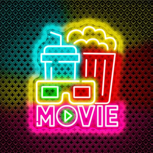 Movie Caja de papel de palomitas de maíz de cine Cola señal de neón luz de neón led dimmable para decoración de pared señales de iluminación alimentadas por USB para cine luz de neón noche.