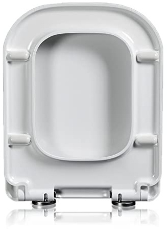 Sedile WC Quadrato Bianco con Chiusura Ammortizzata - Sgancio rapido, Cerniera reabile a 360° in aiaio Inossidabile, Materiale PP, Facile da Pulire