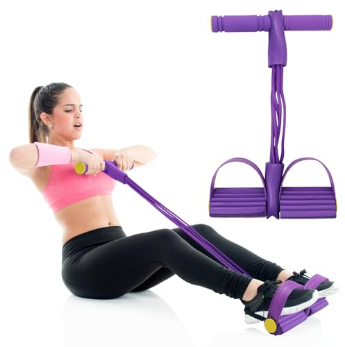 Multifunction Tension Rope, 6 Tube Foot Pedal Resistance Bands with Handles, Abdominal Exercise Equipment for Sit-Ups, Yoga, Full-Body Training, Home & Gym Workouts