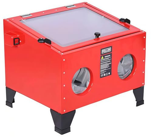 POLLOR 90L Worktop Sandblasting Cabinet – Abrasive Grit & Shot Blaster with Built-in LED Light
