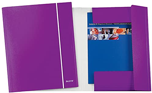 Leitz WOW Cartella a 3 Lembi con Tasca, Formato A4, Capacità 250 Fogli, Viola, 39830062