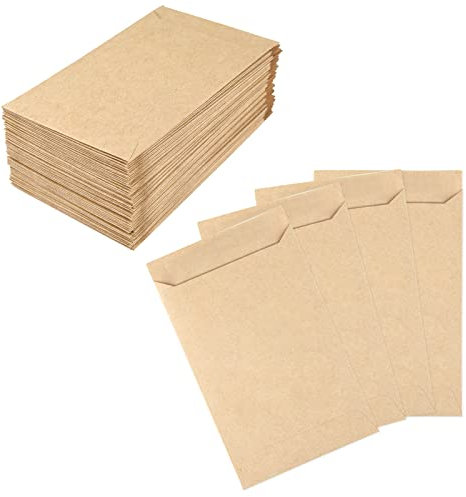 ASTARON 100 Stück braune Papiertüten Klein 6,5 x 10,8 cm für Freudentränen, Adventskalender Basteln, kleinen Geschenk, Mitgebsel, Geburtstagstüten, Basteleien, Samen oder kleine Goodies